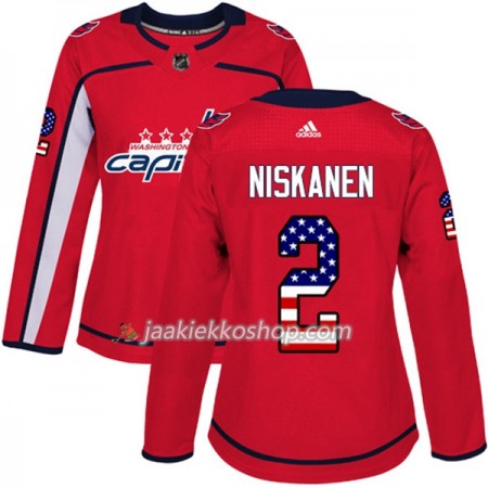 Nainen NHL Washington Capitals Pelipaita Matt Niskanen 2 Adidas 2017-2018 Punainen USA Flag Fashion Authentic